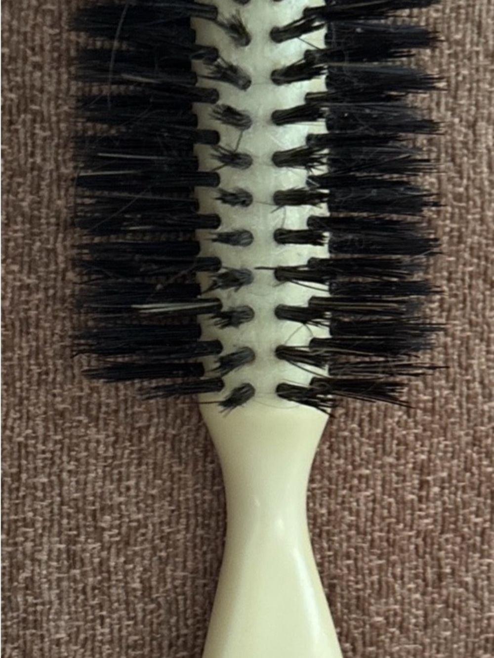 Cream Round Styling Brush with Black Bristles